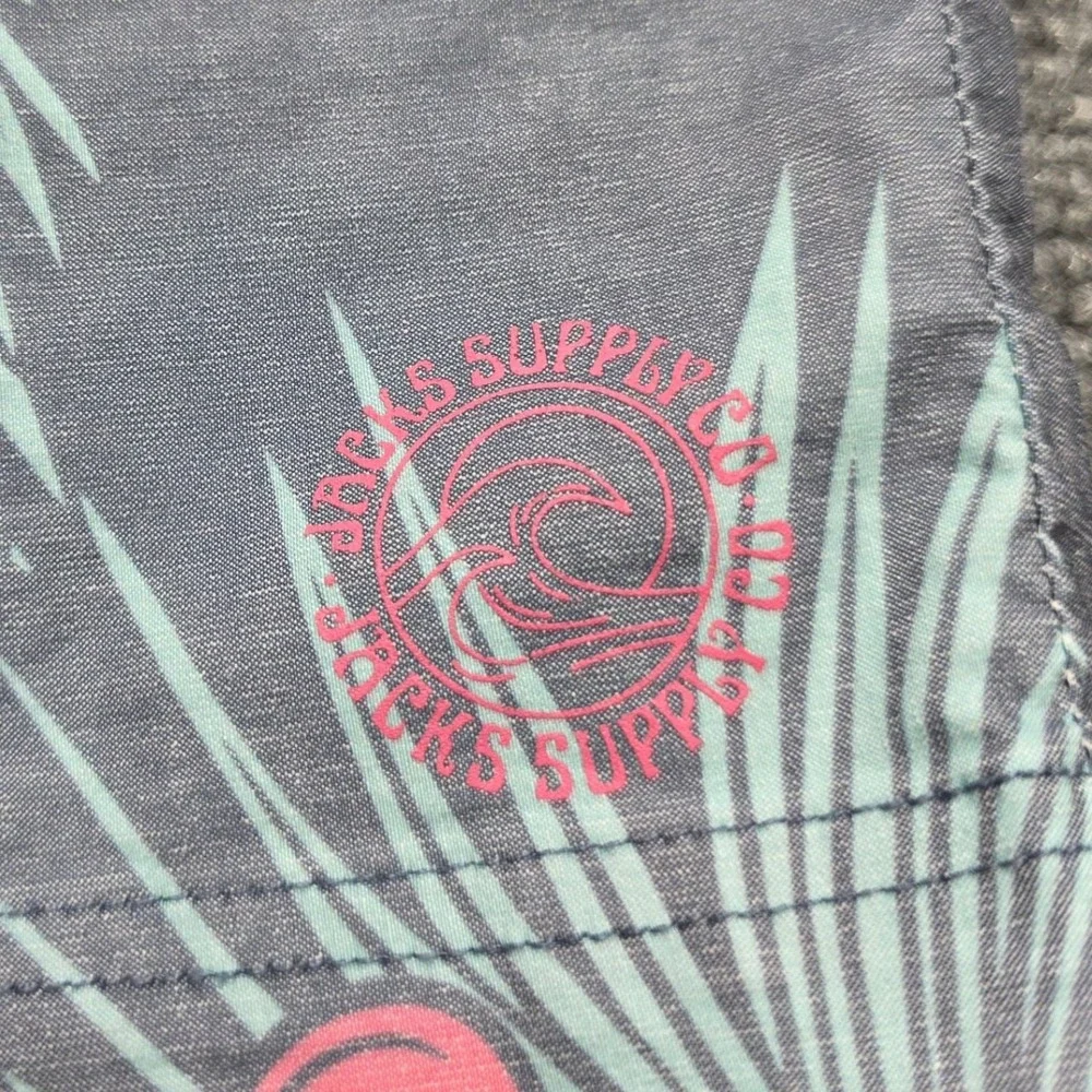 Jacks Supply Co Men's Large Swim Trunks Grey‎ Pink Floral Tropical Shorts 6in